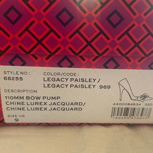 🌺 NEW 🌺 Tory Burch Legacy Paisley Lurex Jacquard Bow Pumps - Picture 6 of 7